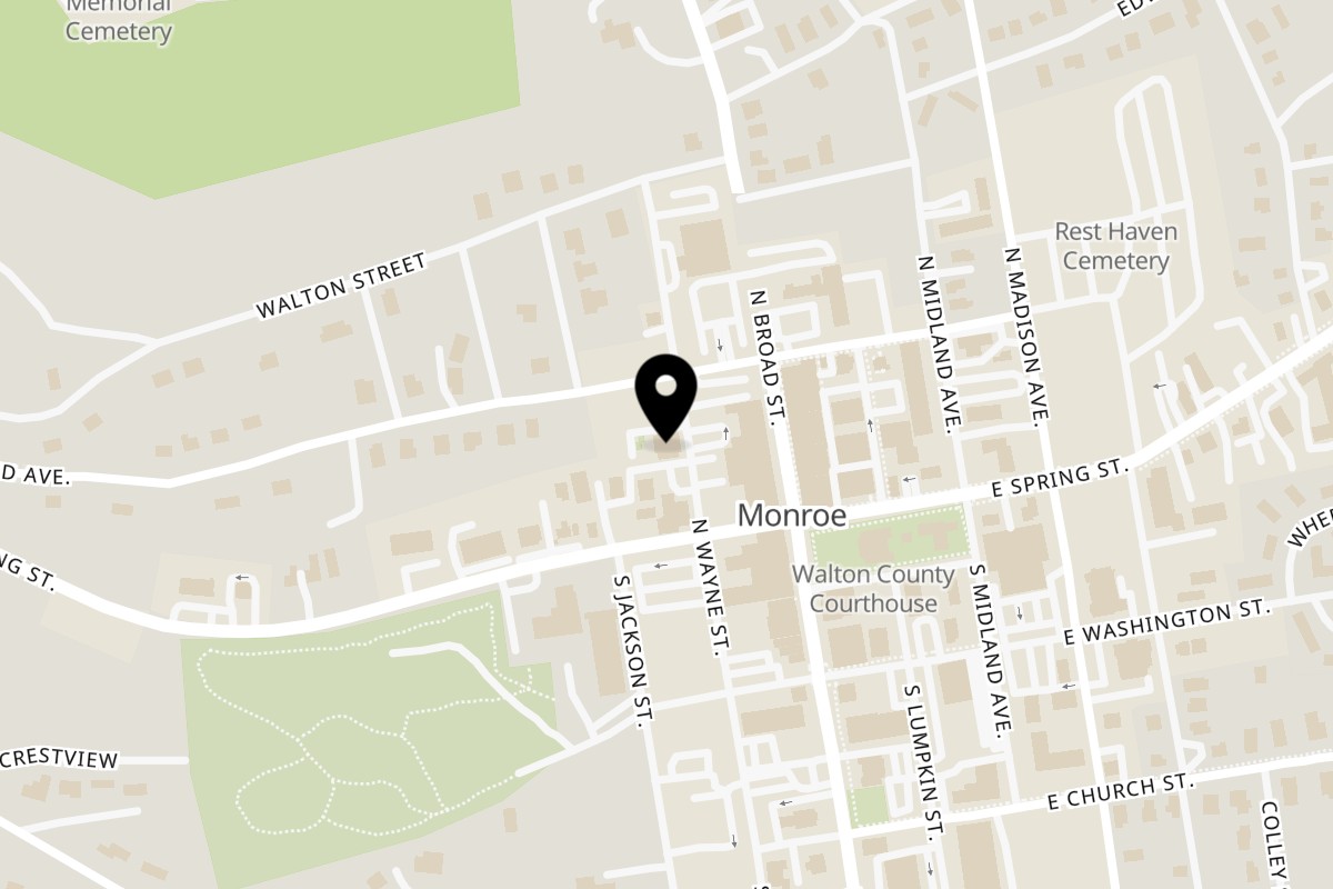 Map showing the location of Le Gabrielle Crepes & Waffles Monroe on 125 N Wayne St in Monroe